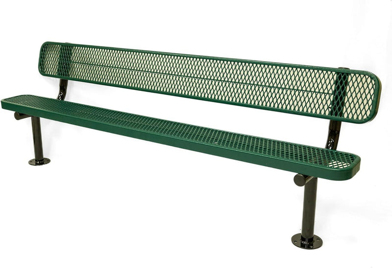 Load image into Gallery viewer, Expanded Metal Park Bench with Surface Mount Frame - Coated Outdoor Furniture
