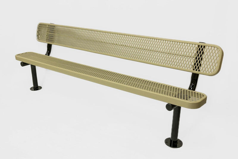 Load image into Gallery viewer, Expanded Metal Park Bench with Surface Mount Frame - Coated Outdoor Furniture
