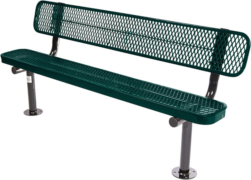 Load image into Gallery viewer, Expanded Metal Park Bench with Surface Mount Frame - Coated Outdoor Furniture
