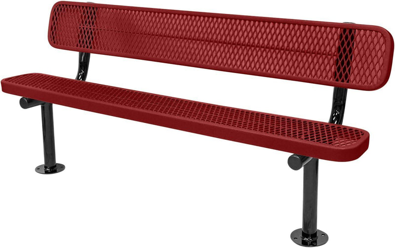 Load image into Gallery viewer, Expanded Metal Park Bench with Surface Mount Frame - Coated Outdoor Furniture
