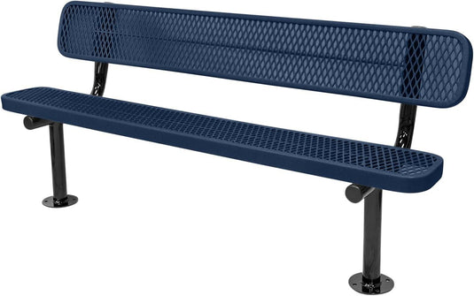 Expanded Metal Park Bench with Surface Mount Frame - Coated Outdoor Furniture