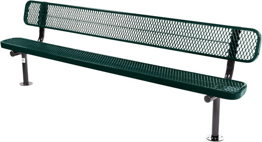 Expanded Metal Park Bench with Surface Mount Frame - Coated Outdoor Furniture