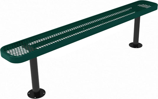 Expanded Metal Park Bench with Surface Mount Frame - Coated Outdoor Furniture