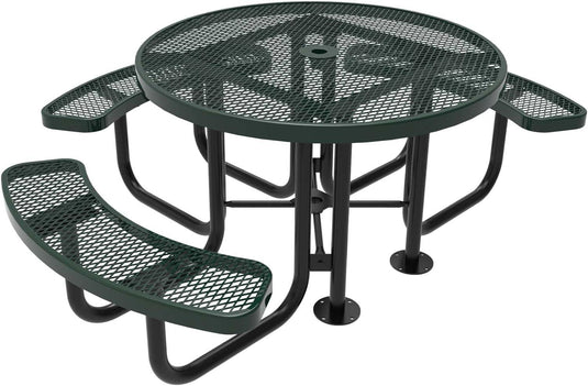 Heavy Duty 3-Seat Round Metal Outdoor Picnic Tables - Coated Outdoor Furniture