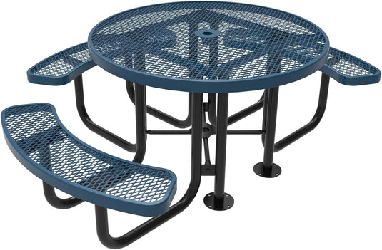 Heavy Duty 3-Seat Round Metal Outdoor Picnic Tables - Coated Outdoor Furniture