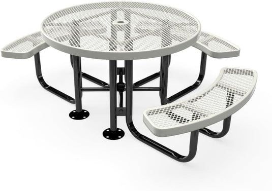 Heavy Duty 3-Seat Round Metal Outdoor Picnic Tables - Coated Outdoor Furniture