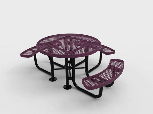 Heavy Duty 3-Seat Round Metal Outdoor Picnic Tables - Coated Outdoor Furniture