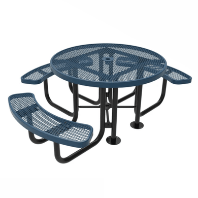 Heavy Duty 3-Seat Round Metal Outdoor Picnic Tables - Coated Outdoor Furniture