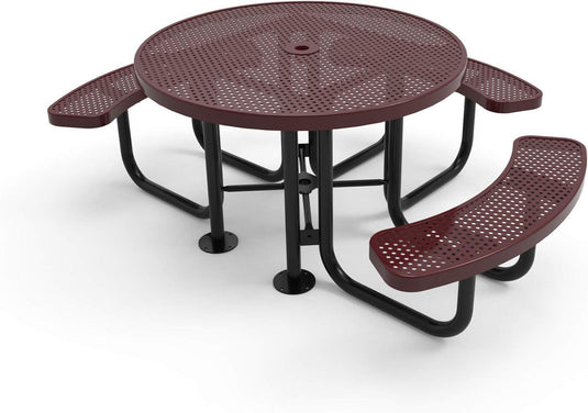 Heavy Duty 3-Seat Round Metal Outdoor Picnic Tables - Coated Outdoor Furniture