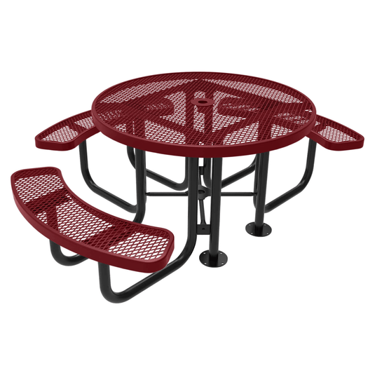 Heavy Duty 3-Seat Round Metal Outdoor Picnic Tables - Coated Outdoor Furniture