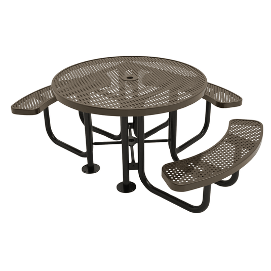 Heavy Duty 3-Seat Round Metal Outdoor Picnic Tables - Coated Outdoor Furniture