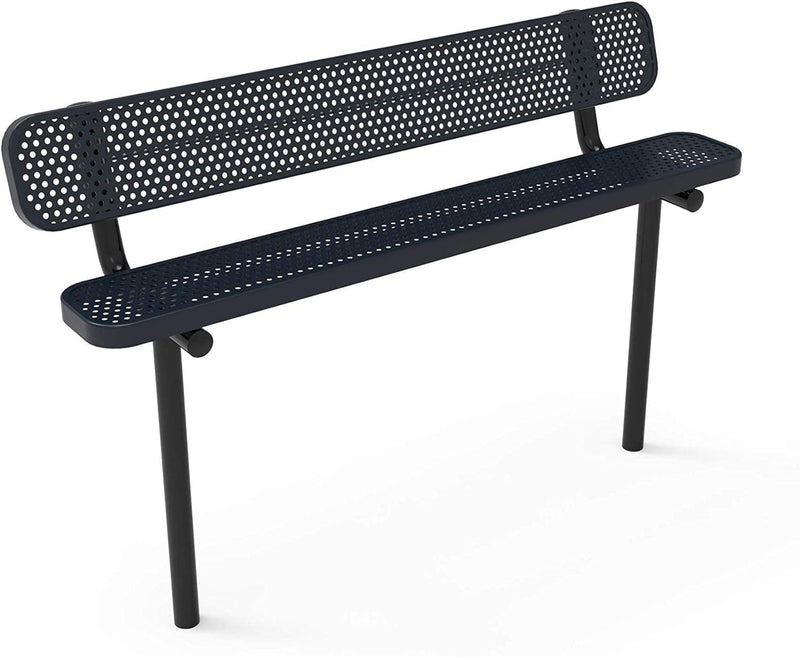 Load image into Gallery viewer, Punched Steel Park Bench with Inground Mount Frame - Coated Outdoor Furniture
