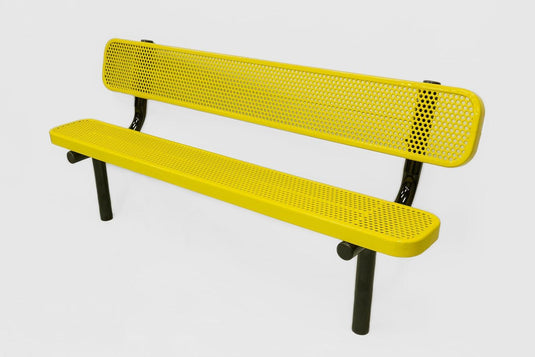 Punched Steel Park Bench with Inground Mount Frame - Coated Outdoor Furniture