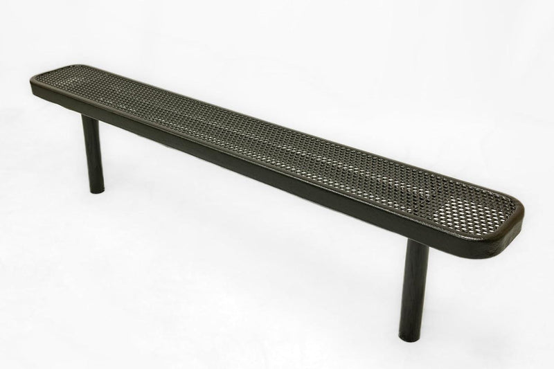 Load image into Gallery viewer, Punched Steel Park Bench with Inground Mount Frame - Coated Outdoor Furniture
