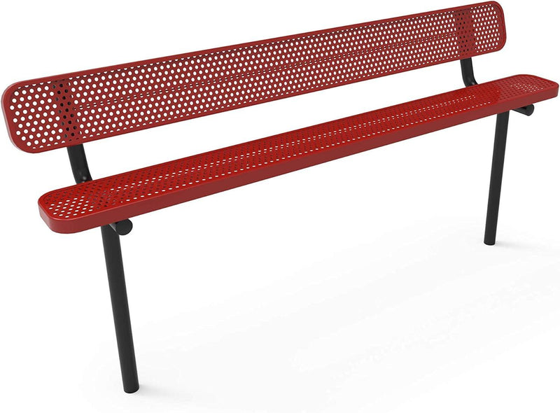 Load image into Gallery viewer, Punched Steel Park Bench with Inground Mount Frame - Coated Outdoor Furniture
