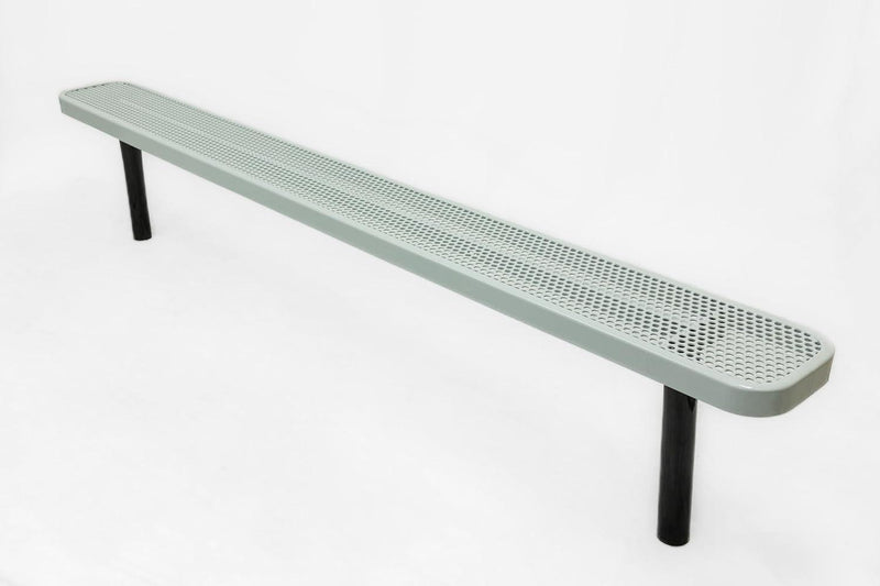 Load image into Gallery viewer, Punched Steel Park Bench with Inground Mount Frame - Coated Outdoor Furniture
