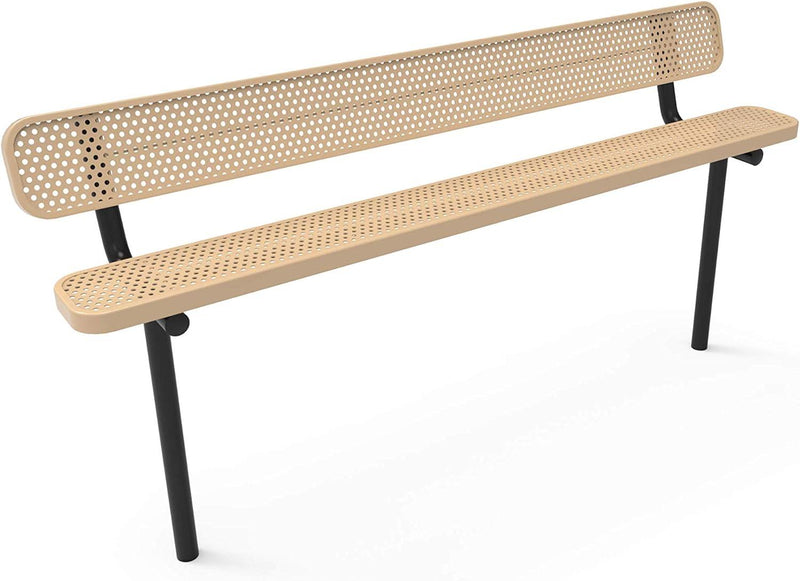 Load image into Gallery viewer, Punched Steel Park Bench with Inground Mount Frame - Coated Outdoor Furniture
