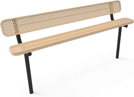 Punched Steel Park Bench with Inground Mount Frame - Coated Outdoor Furniture