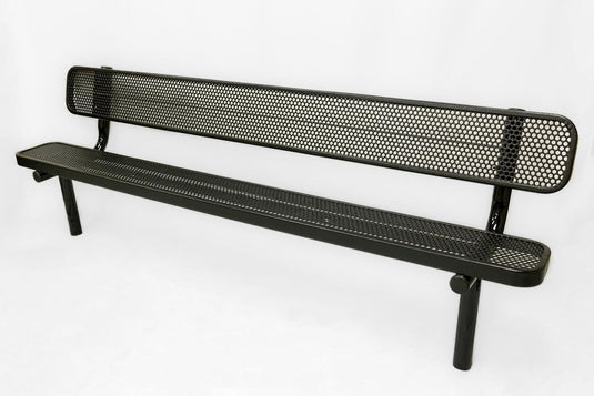 Punched Steel Park Bench with Inground Mount Frame - Coated Outdoor Furniture