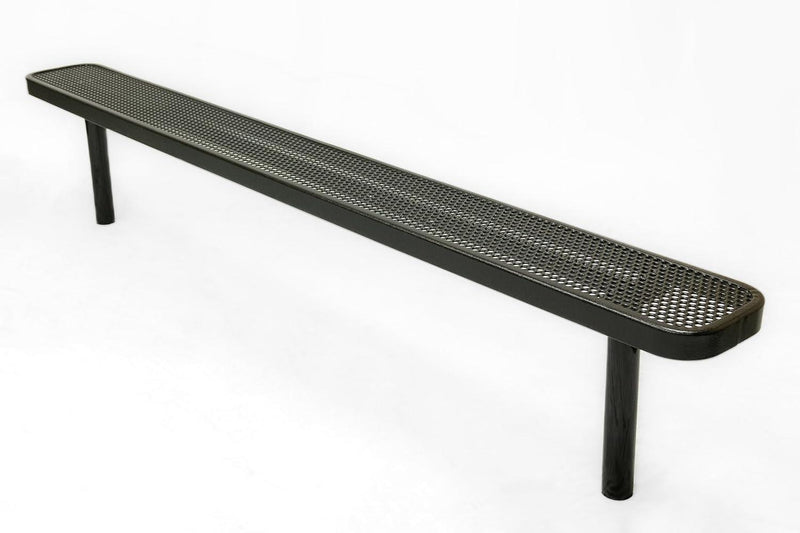 Load image into Gallery viewer, Punched Steel Park Bench with Inground Mount Frame - Coated Outdoor Furniture
