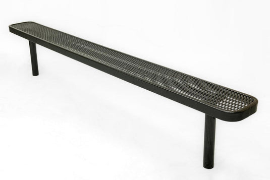 Punched Steel Park Bench with Inground Mount Frame - Coated Outdoor Furniture