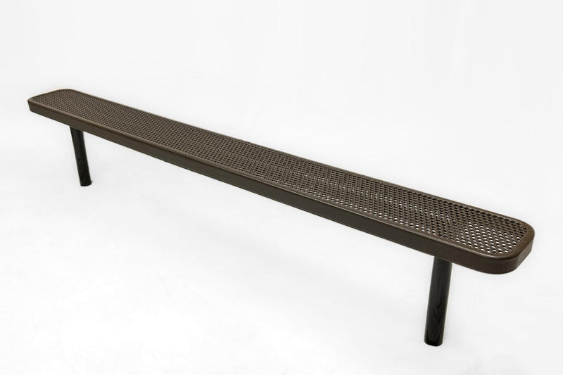 Load image into Gallery viewer, Punched Steel Park Bench with Inground Mount Frame - Coated Outdoor Furniture
