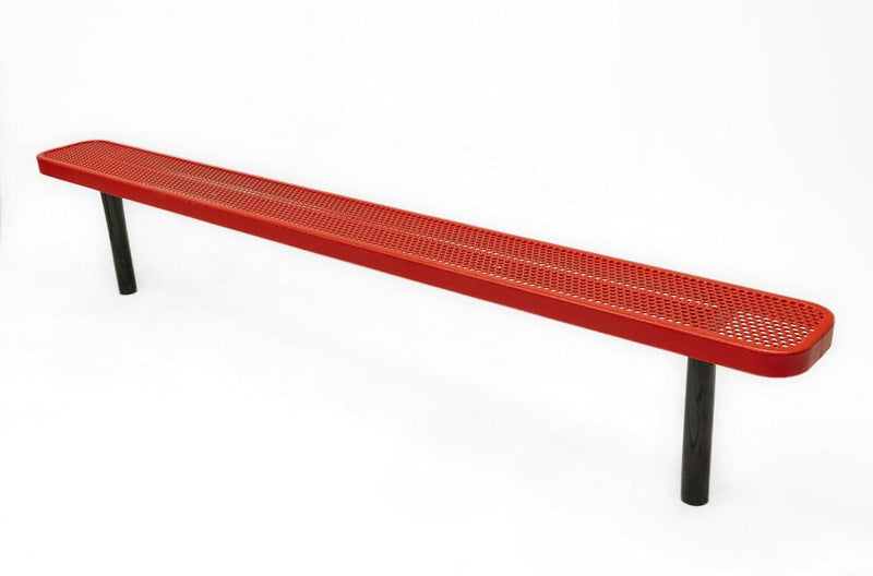 Load image into Gallery viewer, Punched Steel Park Bench with Inground Mount Frame - Coated Outdoor Furniture
