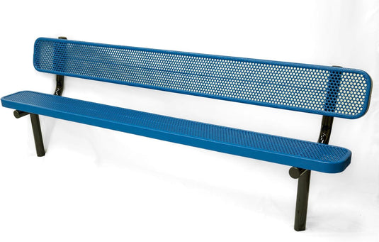 Punched Steel Park Bench with Inground Mount Frame - Coated Outdoor Furniture