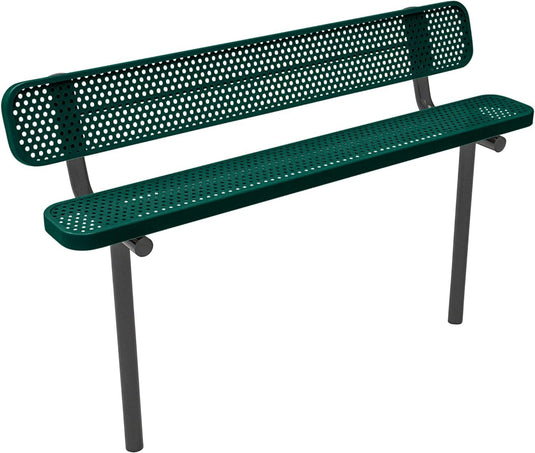 Punched Steel Park Bench with Inground Mount Frame - Coated Outdoor Furniture