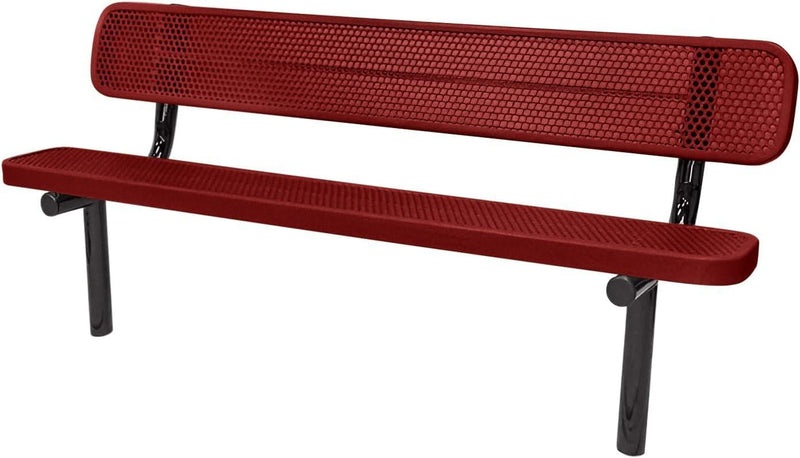 Load image into Gallery viewer, Punched Steel Park Bench with Inground Mount Frame - Coated Outdoor Furniture
