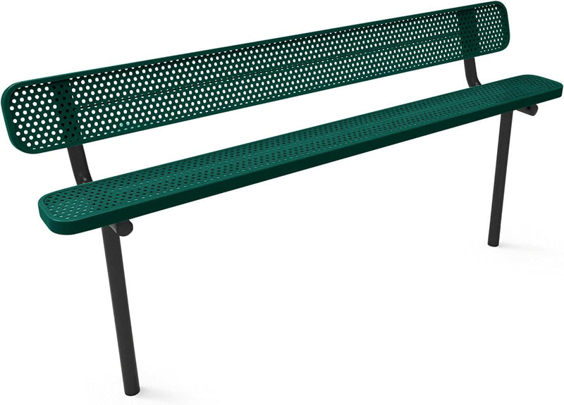 Load image into Gallery viewer, Punched Steel Park Bench with Inground Mount Frame - Coated Outdoor Furniture
