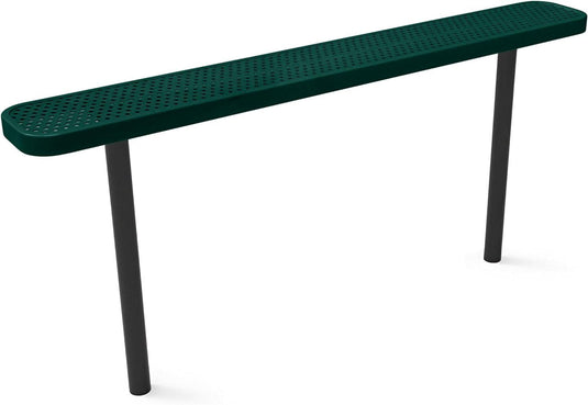 Punched Steel Park Bench with Inground Mount Frame - Coated Outdoor Furniture