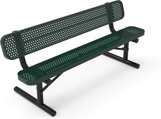 Punched Steel Park Bench with Portable Frame - Coated Outdoor Furniture