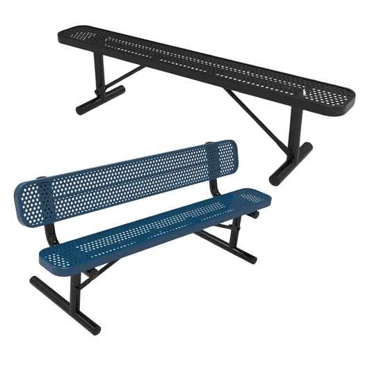 Punched Steel Park Bench with Portable Frame - Coated Outdoor Furniture