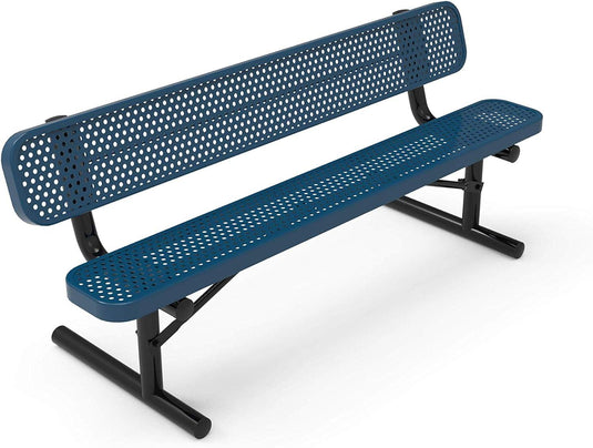 Punched Steel Park Bench with Portable Frame - Coated Outdoor Furniture