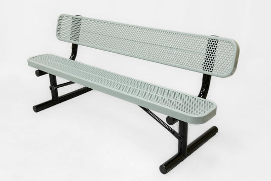 Punched Steel Park Bench with Portable Frame - Coated Outdoor Furniture