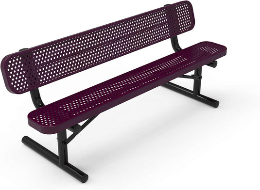 Punched Steel Park Bench with Portable Frame - Coated Outdoor Furniture