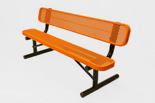 Punched Steel Park Bench with Portable Frame - Coated Outdoor Furniture