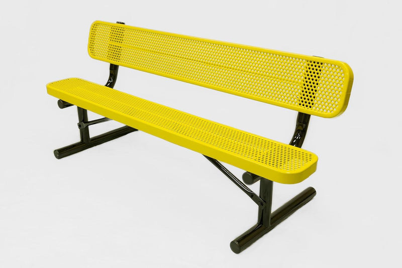 Load image into Gallery viewer, Punched Steel Park Bench with Portable Frame - Coated Outdoor Furniture
