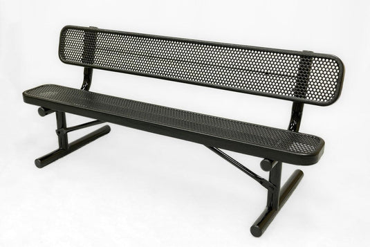 Punched Steel Park Bench with Portable Frame - Coated Outdoor Furniture