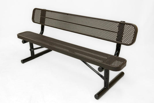 Punched Steel Park Bench with Portable Frame - Coated Outdoor Furniture