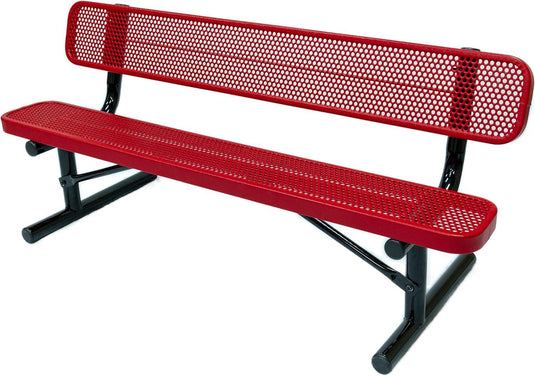 Punched Steel Park Bench with Portable Frame - Coated Outdoor Furniture