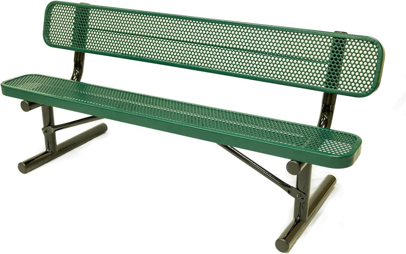 Load image into Gallery viewer, Punched Steel Park Bench with Portable Frame - Coated Outdoor Furniture
