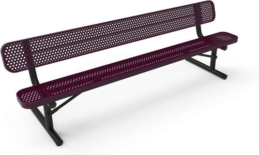 Punched Steel Park Bench with Portable Frame - Coated Outdoor Furniture