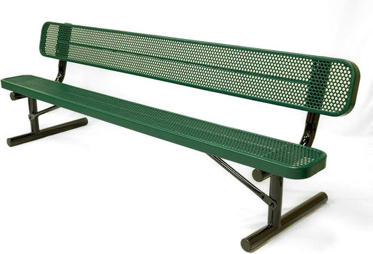 Punched Steel Park Bench with Portable Frame - Coated Outdoor Furniture