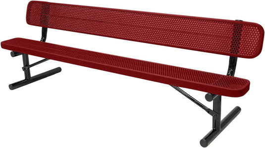 Punched Steel Park Bench with Portable Frame - Coated Outdoor Furniture