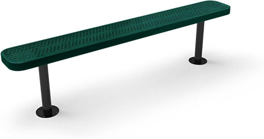 Punched Steel Park Bench with Surface Mount Frame - Coated Outdoor Furniture