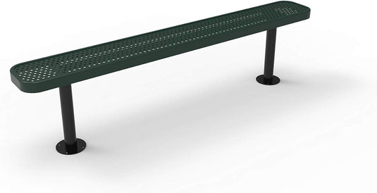 Punched Steel Park Bench with Surface Mount Frame - Coated Outdoor Furniture