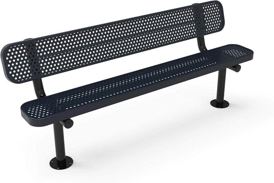 Punched Steel Park Bench with Surface Mount Frame - Coated Outdoor Furniture