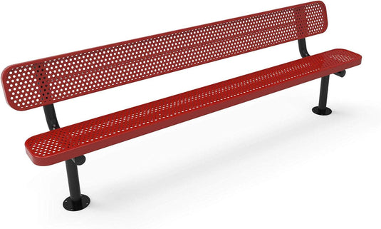 Punched Steel Park Bench with Surface Mount Frame - Coated Outdoor Furniture